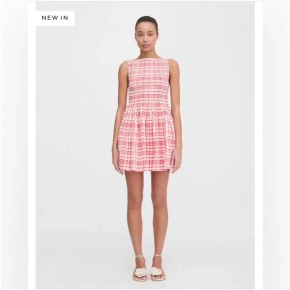 Hill House Mini Cosima Nap dress. Watercolor Gingham, Cherry. XS. NWT. - Picture 3 of 6